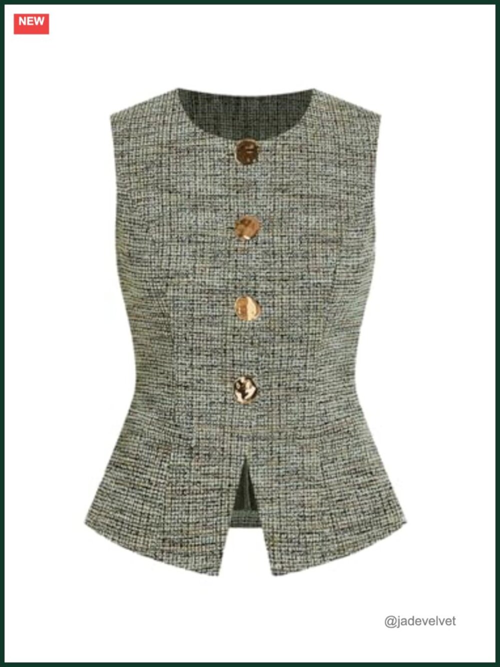 Sleeveless Tweed Blazer Vest Women Business Casual Crop Vest